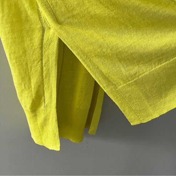 In Cashmere Bright Yellow Linen Open Front Cardigan Lightweight Size Medium - Picture 3 of 8